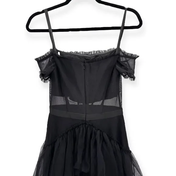 Betsy & Adam Black Off The Shoulder‎ Corset Tiered Tulle Evening Dress - Size 0